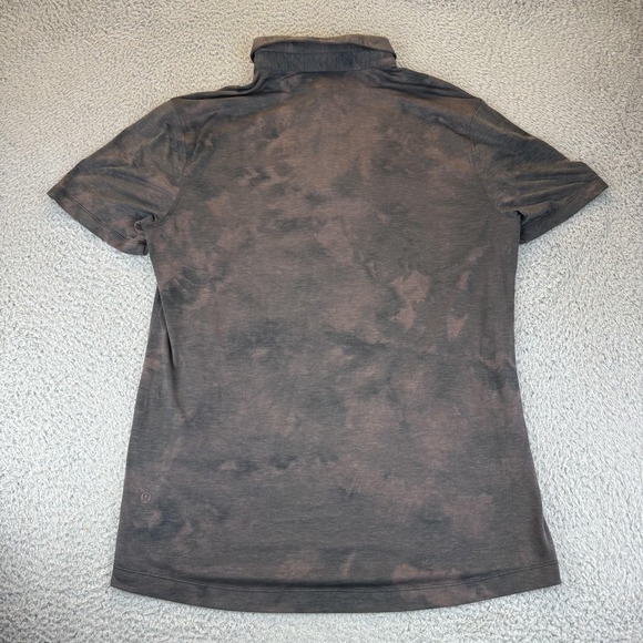 Lululemon Polo Shirt Mens Large Black red Distressed Wash Athletic Golf Casual - Picture 7 of 8